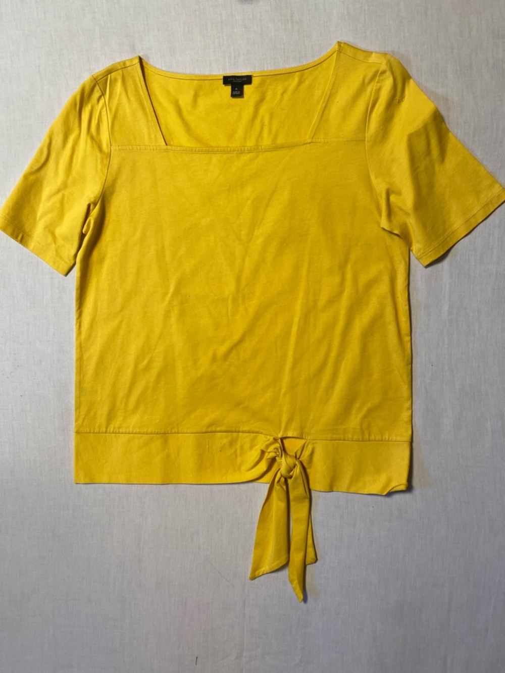LAST CALL Ann Taylor Bright Yellow Short Sleeve Tie-Front